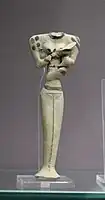Figurine of a woman feeding a child and decorated to show jewellery or tattoos; clay; c. 5200&nbsp;– c. 4200 BC; Tell el-Muqayyar