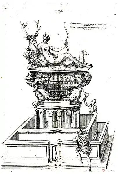 Fountain of Diana, engraved by Jacques Androuet du Cerceau (1579)