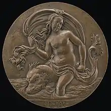 Medallion of a nymph on a dolphin