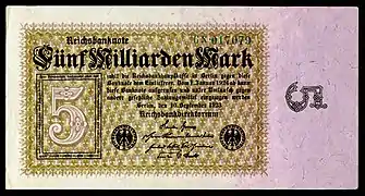 5&nbsp;billion (5 Milliarden) marks, Berlin, 1923