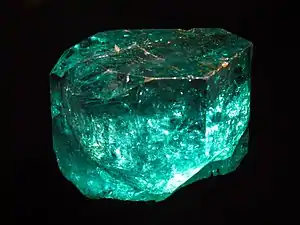 Gachalá Emerald, one of the largest gem emeralds in the world, at 858 carats (171.6&nbsp;g). Found in 1967 at La Vega de San Juan mine in Gachalá, Colombia. Housed at the National Museum of Natural History in Washington,&nbsp;D.C.