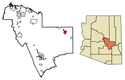Location of Cedar Creek in Gila County, Arizona.