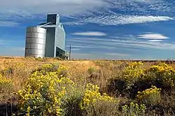 Grain elevator near junction of Rosebush on Highway 97