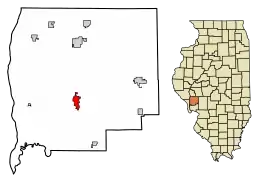 Location of Carrollton in Greene County, Illinois.