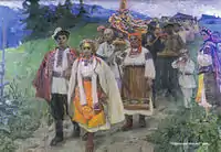 Hutsul Wedding, (1959). Oil on canvas, 180 × 241&nbsp;cm.Ivan Gonchar Museum, Kyiv.