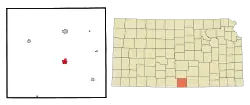Location within Harper County and Kansas