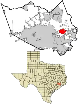 Location of Channelview in Harris County and Texas