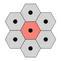 6-connectivity in a hexagonal tiling,&nbsp;