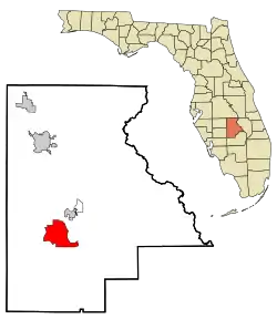Location in Highlands County and the state of Florida