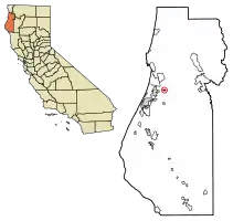 Location of Blue Lake in Humboldt County, California.
