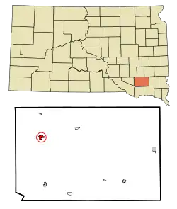 Location in Hutchinson County and the state of South Dakota