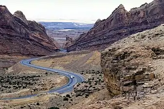 A portion of the 3,000 sq mi (7,800 km2) San Rafael Swell in Utah