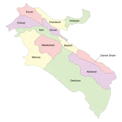 Location of Holeylan County in&nbsp;Ilam&nbsp;province (top&nbsp;right,&nbsp;green)