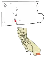 Location of El Centro in Imperial County, California