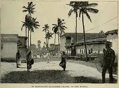 In Bangalore (Canarese Chapel on the right), 1890
