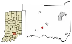 Location of Vallonia in Jackson County, Indiana