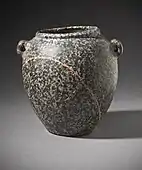 Naqada II jar with lug handles; c. &nbsp;3500–3050&nbsp;BC; height: 13&nbsp;cm (5&nbsp;in); Los Angeles County Museum of Art (US)