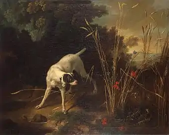 Dog Pointing a Partridge (1725), 129 x 162&nbsp;cm. Hermitage Museum
