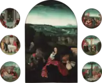 Follower of Joachim Patinir, c.&nbsp;1515, main panel surrounded by smaller depictions of the life of Christ, National Museum of Western Art