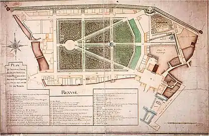Plan of the Place Royale/Koningsplein and Brussels Park by Joachim Zinner&nbsp;[fr], 1780