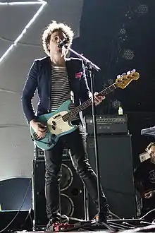 Justin Meldal-Johnsen performing with Beck at Hammerstein Ballroom in New York City on June 30, 2014