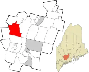 Location in Kennebec County and the state of Maine
