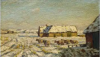Franz Korwan Winter auf Sylt, Oil on wood 24 × 38&nbsp;cm, without year