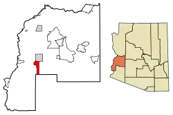 Location of La Paz Valley in La Paz County, Arizona