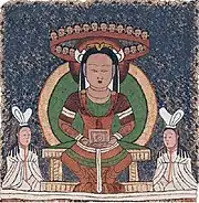 Reconstruction of the Light Maiden image on the Manichaean banner "MIK III 6286"