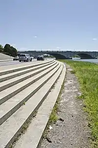 looking south at a road through a bridge
