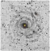 Processed image of Malin&nbsp;1 by Giuseppe Donatiello showing its weak spiral arms.
