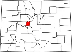 Map of Colorado highlighting Lake County