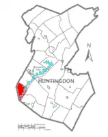 Map of Huntingdon County, Pennsylvania Highlighting Hopewell Township