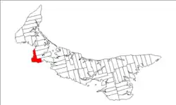 Map of Prince Edward Island highlighting Lot 15