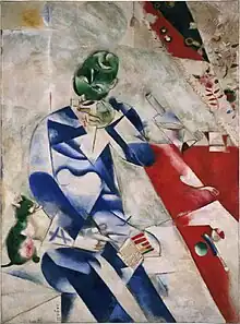Marc Chagall, 1911, Trois heures et demie (Le poète), Half-Past Three (The Poet) Halb vier Uhr, oil on canvas, 195.9 × 144.8&nbsp;cm, The Louise and Walter Arensberg Collection, 1950, Philadelphia Museum of Art
