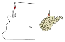 Location of McMechen in Marshall County, West Virginia.