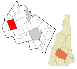 Location in Merrimack County and the state of New Hampshire