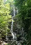 Mingo Falls near Cherokee drops about 120 feet (37 m) during moderately dry weather.