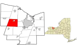 Location in Monroe County and the state of New York.