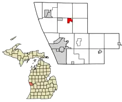 Location in Muskegon County and the state of Michigan