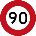(R1-1) 90&nbsp;km/h speed limit (Used until 2016)
