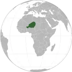 Location of&nbsp;Niger&nbsp;(dark green)