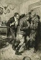 Nikky's resistance to search, with the revolver so close, was short-lived (1917); 24 5/8  by 17 5/8 inches Collection of the Delaware Art Museum