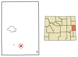 Location of Lusk in Niobrara County, Wyoming.
