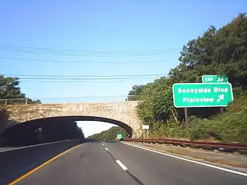 Exit&nbsp;38 on the Northern State Parkway in Plainview, west of where the Bethpage and Caumsett state parkways were to meet.