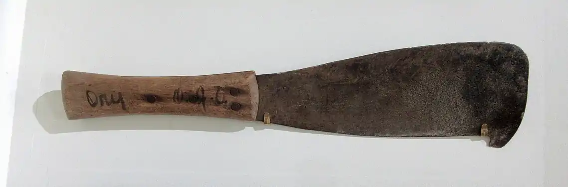 Old cane knife in south Louisiana, of the type that was the most common weapon in the 1811 German Coast uprising.