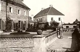 A soldier guarding the walls during the First World War
