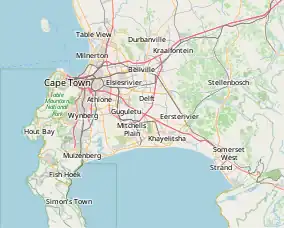 Map showing the location of Rondebosch Common