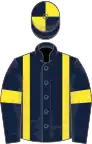 Dark blue, yellow braces and armlet, quartered cap