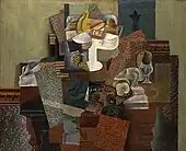 1914–15, Nature morte au compotier (Still Life with Compote and Glass), oil on canvas, 63.5 × 78.7&nbsp;cm (25 × 31 in), Columbus Museum of Art, Ohio